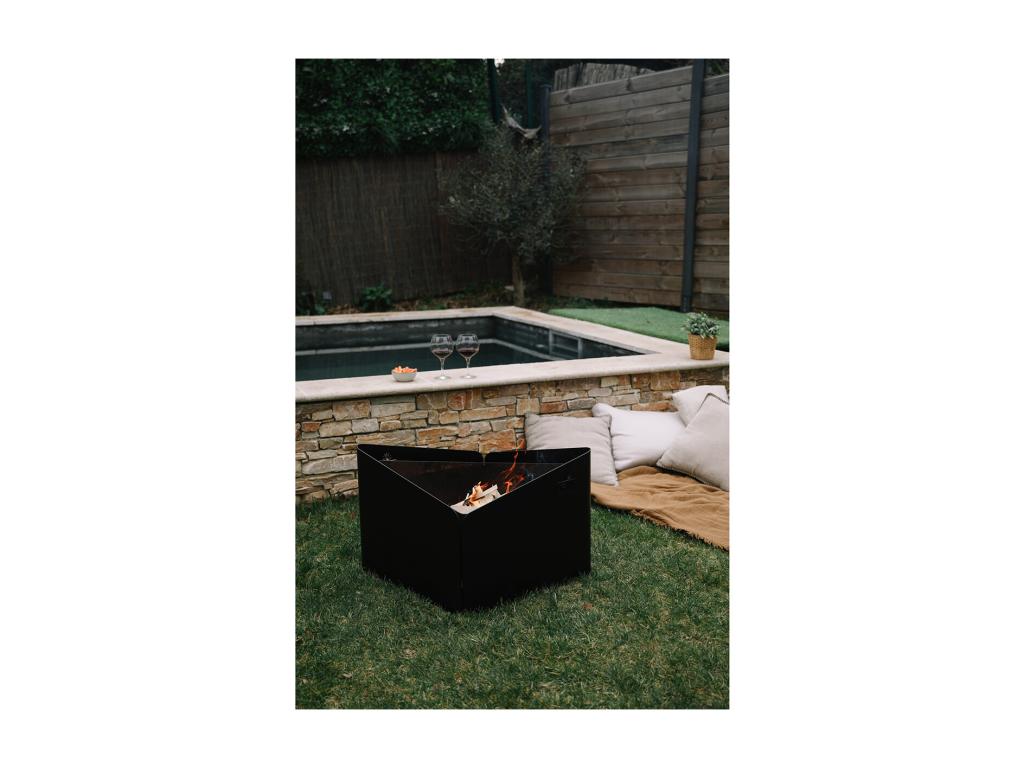 Ventoriq Wood Burning Fire Pit with 79x69cm Top - Black Lifting Top CPZT64263