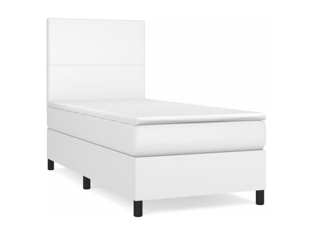 Ventoriq bed base with mattress, white, 90x200 cm, faux leather, LAHW62792