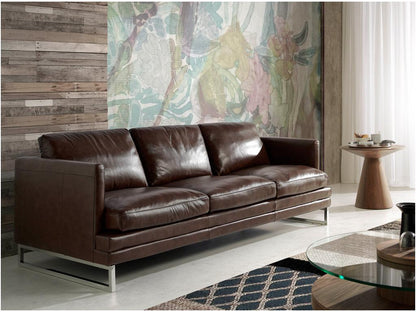 Ventoriq swivel armchair in leather with folding backrest mechanism - Coffee leather color ODSZ77527