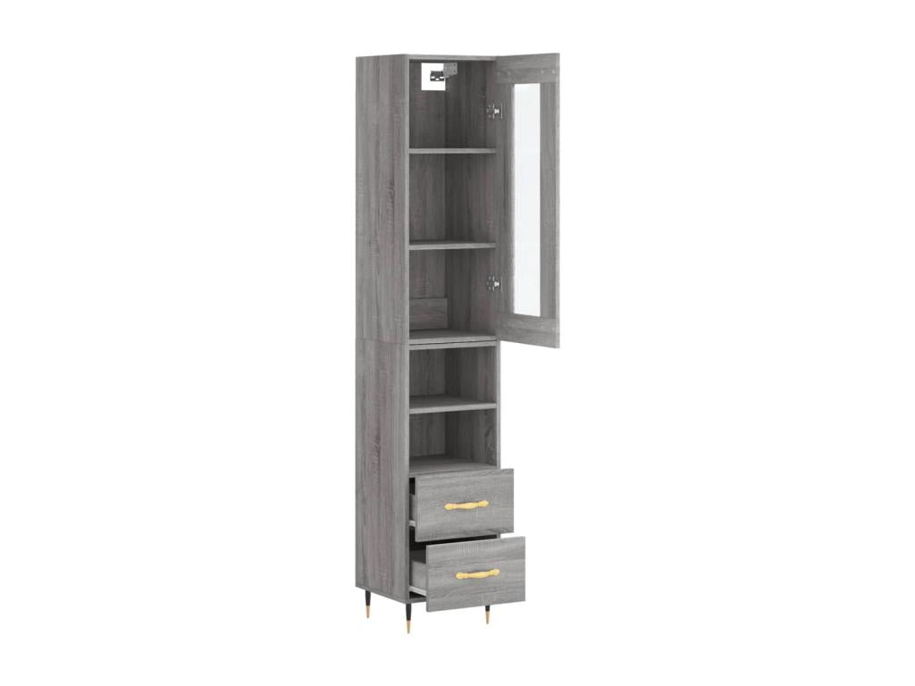Ventoriq Highboard, Grey, 34.5x34x180 cm, Engineered Wood, ERZY48391