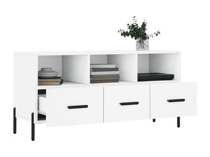 White TV stand 102x36x50 cm engineered wood XFBQ14712