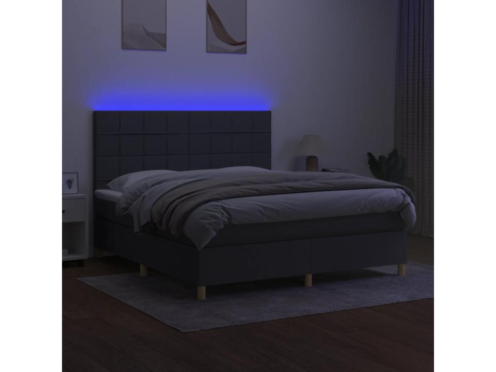 Ventoriq bed base and mattress with LED lighting, Dark Grey, 160x200 cm OAWN19509