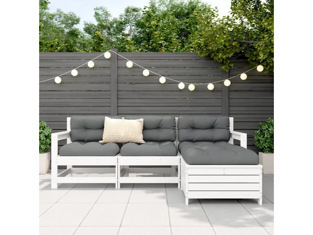 4-piece garden furniture set, white, solid pine wood FDRL19907
