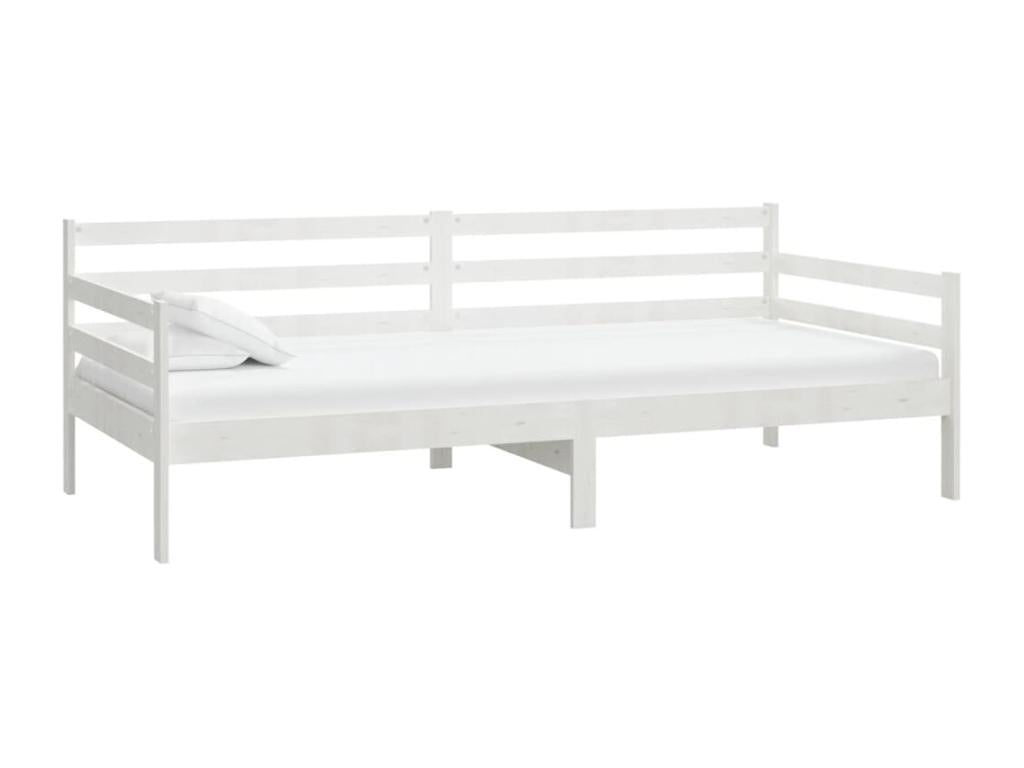 Daybed with mattress 90x200 cm White Solid pine wood PFLH21420