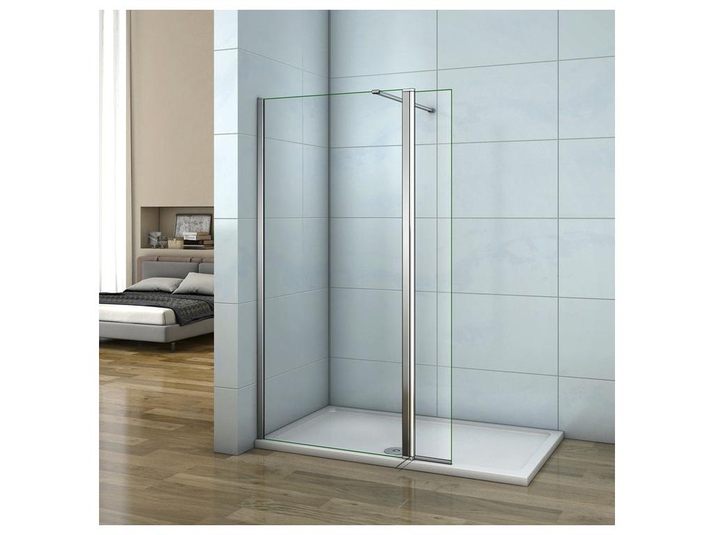 Walk-in shower screen 50 x 30 x 200 cm with pivoting return panel - 8 mm tempered glass - With 90 cm cuttable support bar EHEI60422