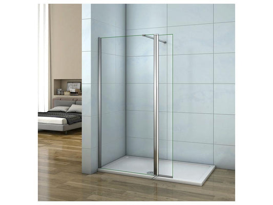 Walk-in shower screen 50 x 30 x 200 cm with pivoting return panel - 8 mm tempered glass - With 90 cm cuttable support bar EHEI60422