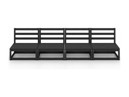 4-seater garden sofa, black, solid pine wood, OAZJ97331