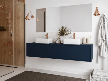 Wall-hung vanity unit - Midnight blue - W150 cm - Lumenao II QATT01295