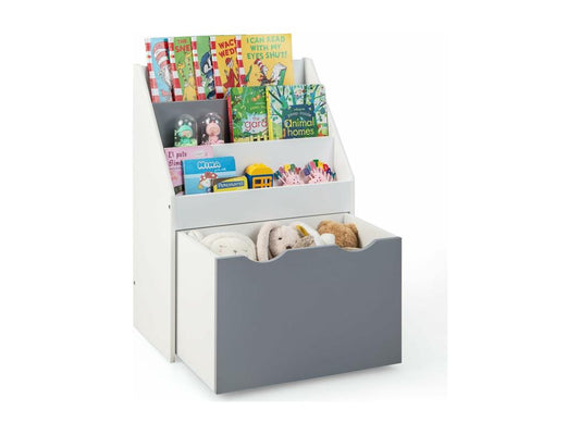 Children's bookcase with 3 shelves and rolling toy box, 11kg load capacity ZLID37763