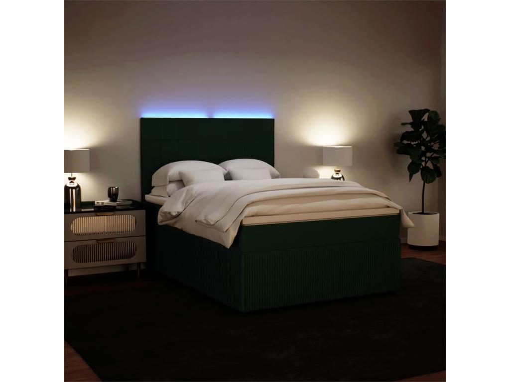 Ventoriq bed base and mattress, dark green, 160x200cm, velvet, JKKP43556