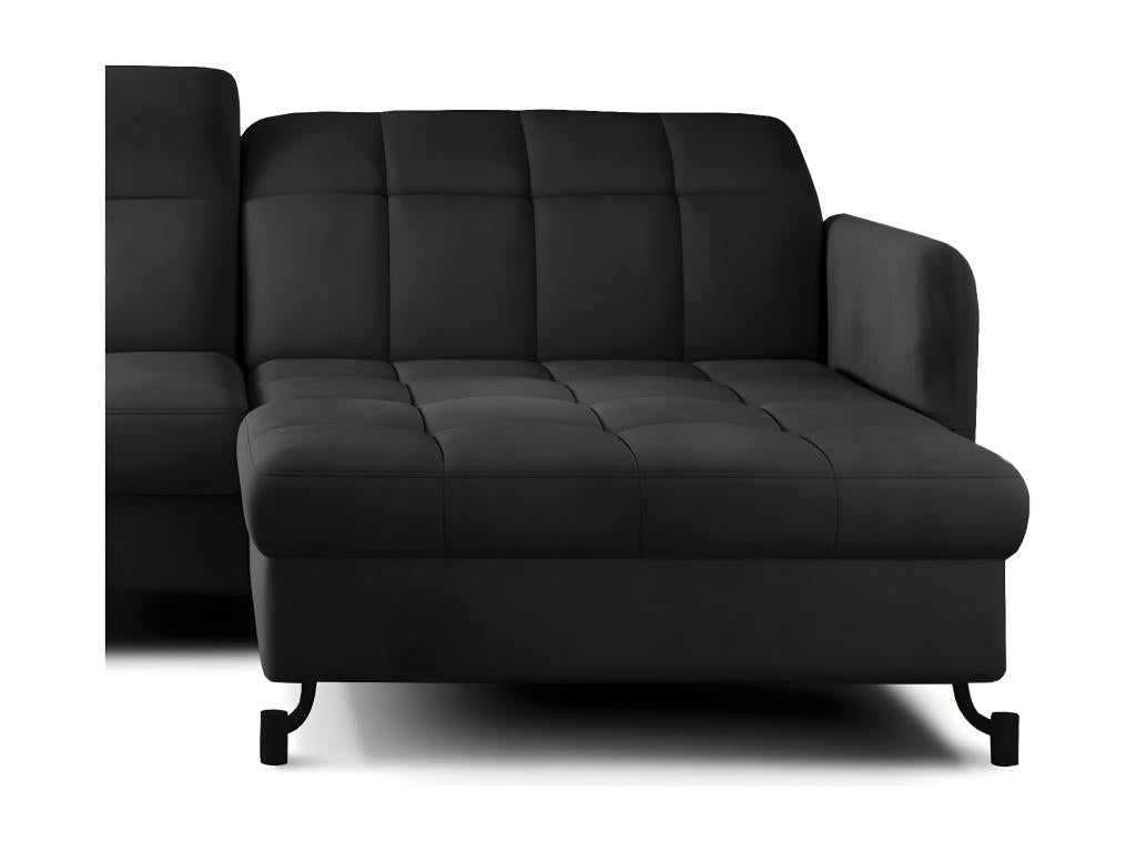 Lumenao 225cm Right-hand corner convertible sofa with adjustable headrests, quilted anthracite grey velvet, OYUC01052