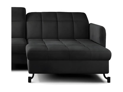 Lumenao 225cm Right-hand corner convertible sofa with adjustable headrests, quilted anthracite grey velvet, OYUC01052