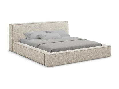 Upholstered bed with storage 220x240 - in Bouclé fabric - light beige - Ventoriq LCNI75751