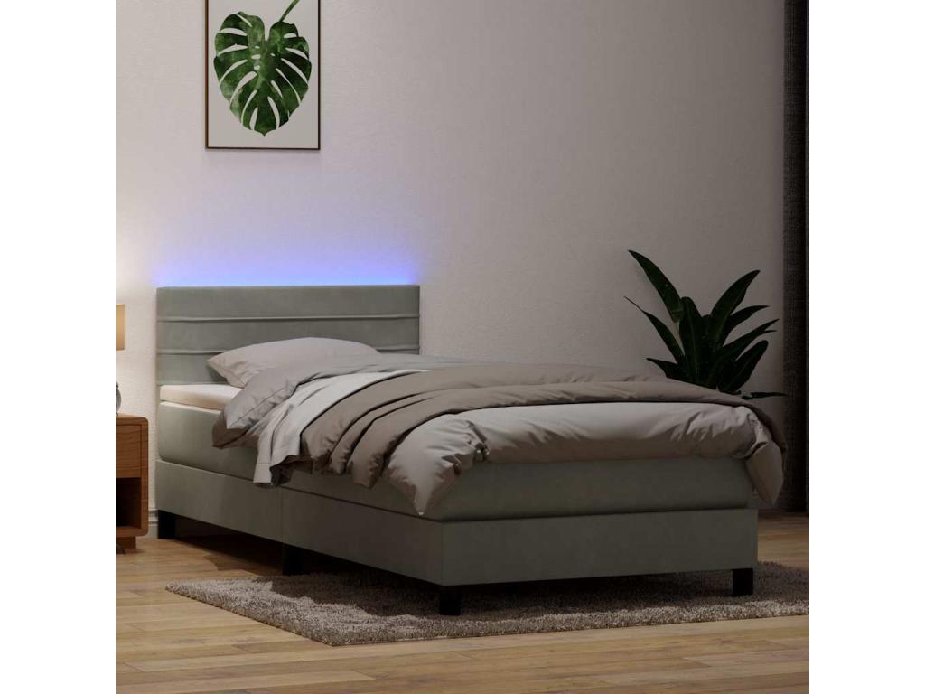Ventoriq bed base and light grey 80x220 cm velvet mattress YIKU93841