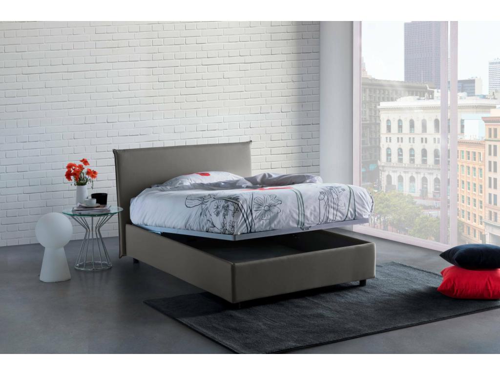 Ventoriq double bed with storage bed and fabric upholstery, Made in Italy, front opening, suitable for a 120x190 cm mattress, grey, HJVK01154
