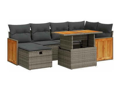 8-piece garden furniture set with grey resin wicker cushions UKPZ52223