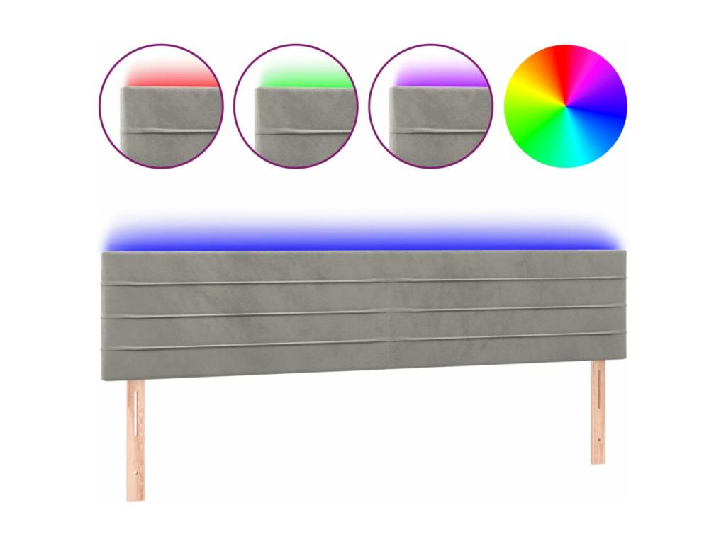 Light Grey LED Headboard 160x5x78/88 cm Velvet AAIN58289