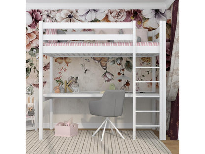 Wooden loft bed - with desk N05 White 80x200 RIKN81238