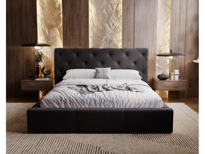 Upholstered bed with storage - 140x200 - double bed - velvet - black - Ventoriq KFCI06865