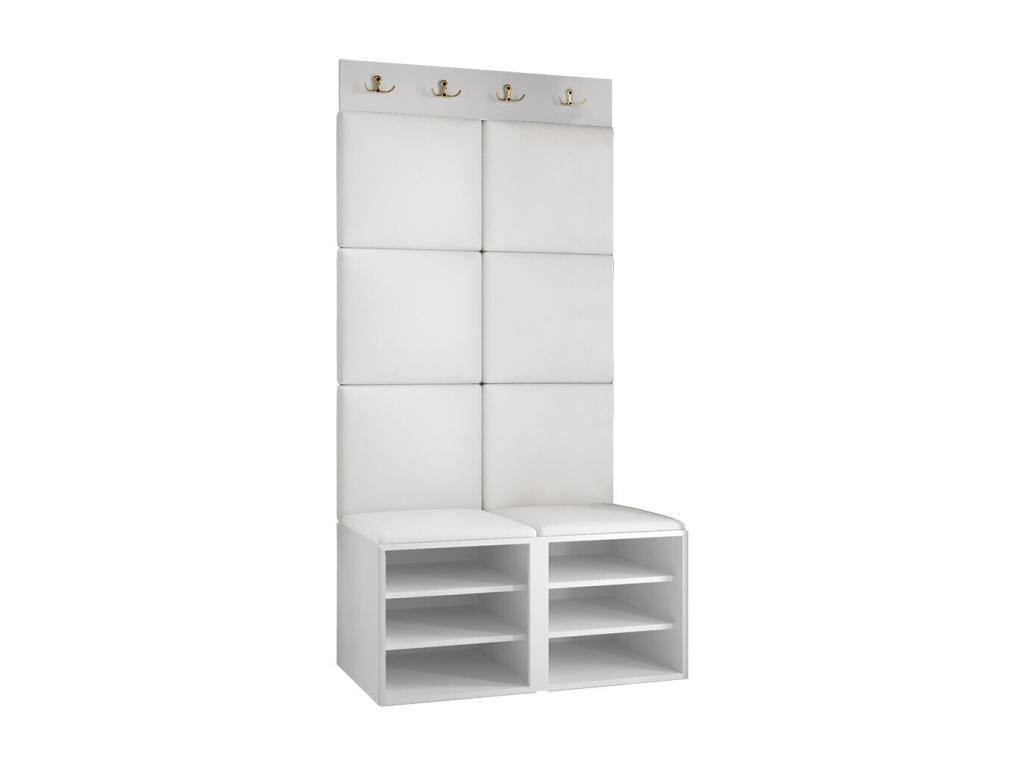 Ventoriq 383 Hallway Unit 186x84x46cm Black - Light Brown MDF - Laminate - Upholstery VWXD22601