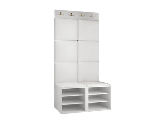 Ventoriq 383 Hallway Unit 186x84x46cm Black - Light Brown MDF - Laminate - Upholstery VWXD22601