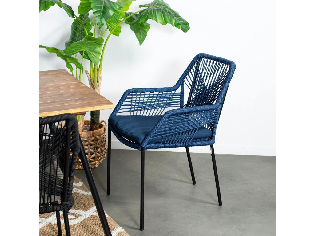 Ventoriq MMZN00660 Navy Blue Braided Rope Garden Chair