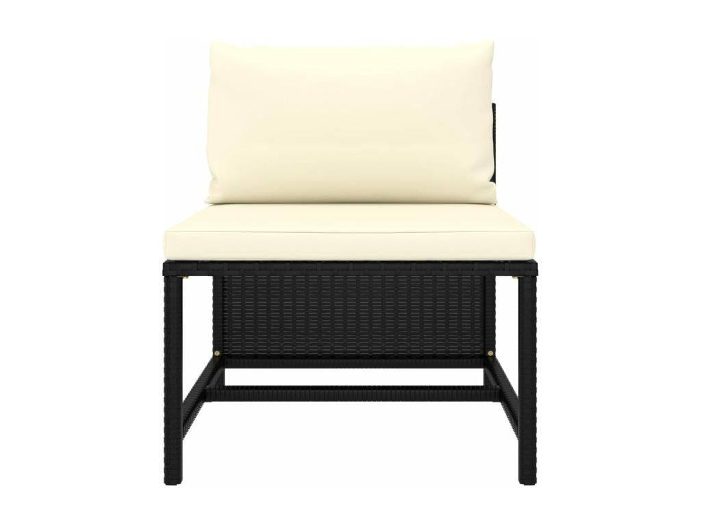 11-piece garden furniture set with cushions, black woven resin BOHF80496