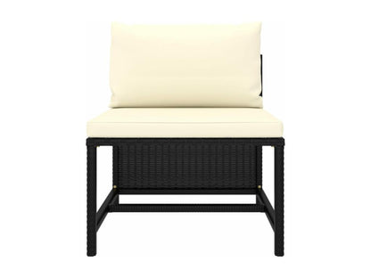 11-piece garden furniture set with cushions, black woven resin BOHF80496