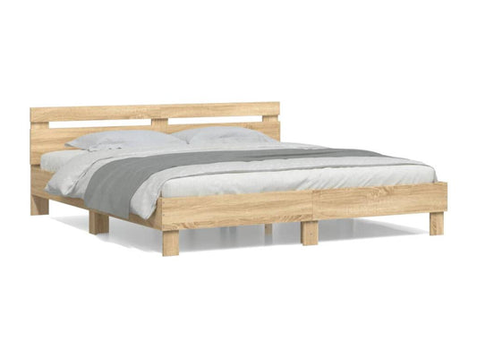 Bed frame with headboard, oak, Boislis, 200x200, SQST94056