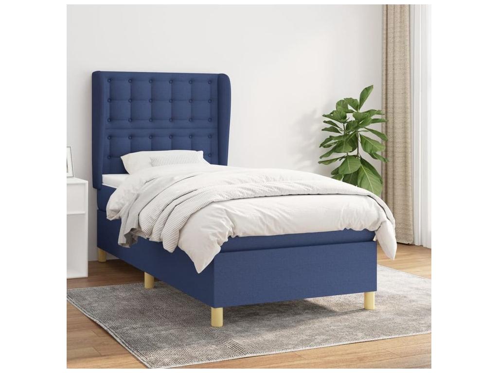 Lumenao bed base with mattress, blue, 90x200 cm, fabric OXVY01366