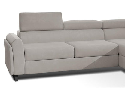 Ventoriq 300cm Light Beige Velvet Right-Hand Corner Sofa Bed with Adjustable Headrests SJJR49906