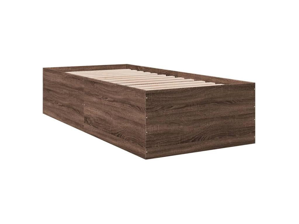 Brown oak bed frame 75x190 engineered wood FKZR76734