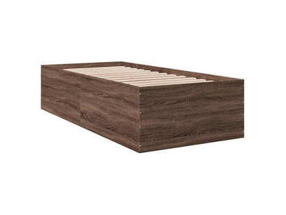 Brown oak bed frame 75x190 engineered wood FKZR76734