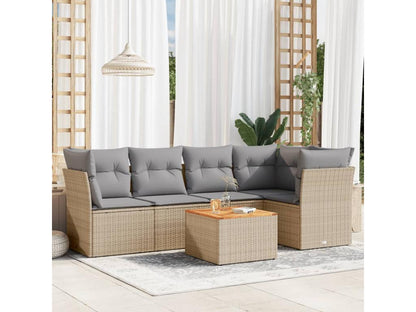 6-piece beige resin wicker garden furniture set with cushions APLE35119