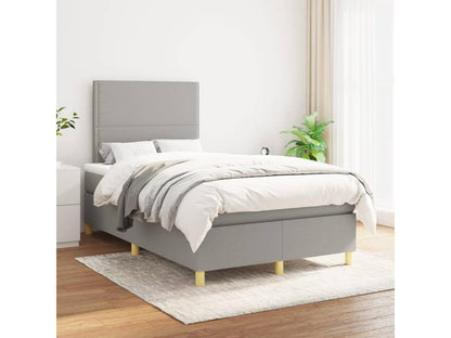 Upholstered bed base with mattress, light grey, 120x200cm, fabric BHOG84111