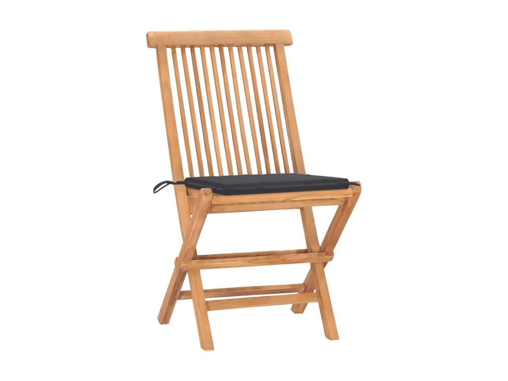 Folding outdoor dining set with cushions, 3 pieces, teak, QRXA98826