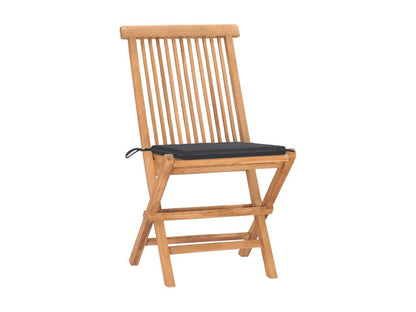 Folding outdoor dining set with cushions, 3 pieces, teak, QRXA98826