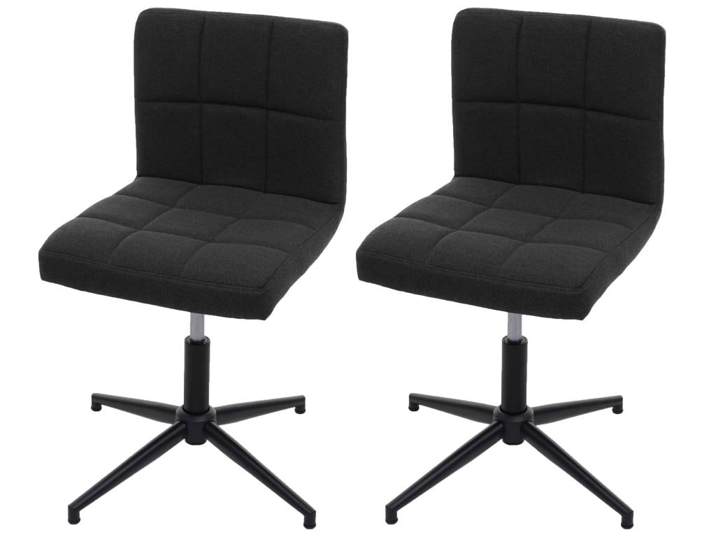 2x Ventoriq II dining chair/kitchen chair - dark grey fabric/textile with black legs VLNT04834