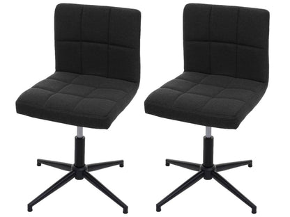 2x Ventoriq II dining chair/kitchen chair - dark grey fabric/textile with black legs VLNT04834
