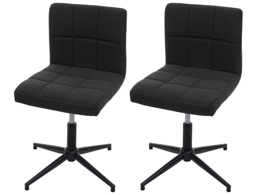 2x Ventoriq II dining chair/kitchen chair - dark grey fabric/textile with black legs VLNT04834