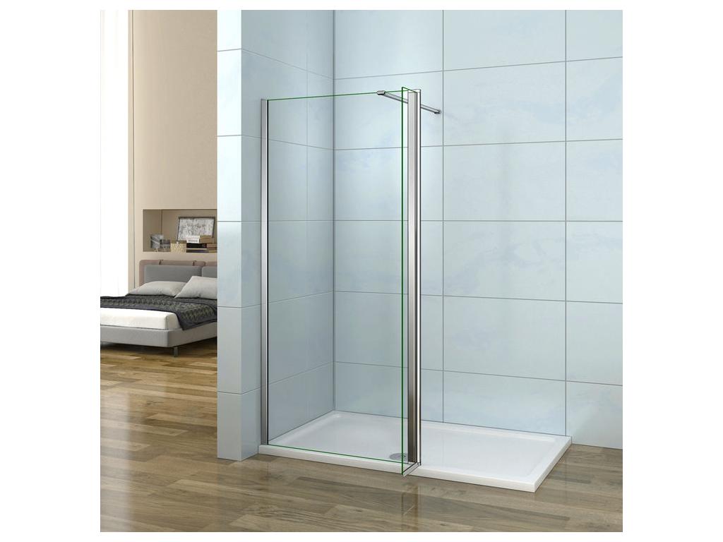 Walk-in shower screen 50 x 30 x 200 cm with pivoting return panel - 8 mm tempered glass - With 90 cm cuttable support bar EHEI60422