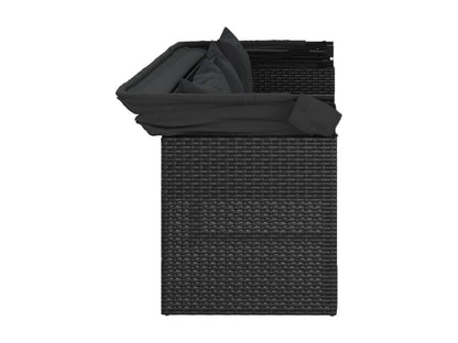 FUBU92977 4-Piece Garden Sofa Set with Cushions, Black Poly Rattan