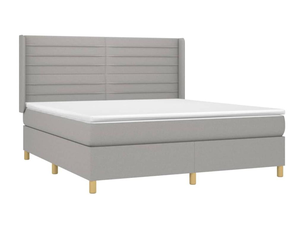 Ventoriq bed base with LED mattress, light grey, 160x200 cm, fabric EPYF61144