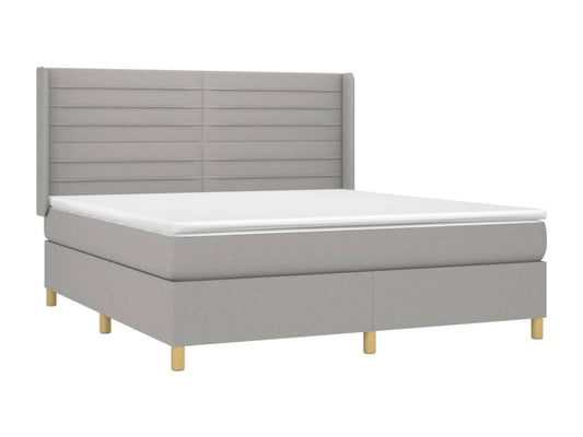 Ventoriq bed base with LED mattress, light grey, 160x200 cm, fabric EPYF61144