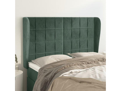 Headboard with wings, Dark Green, 147x23x118/128 cm, Velvet, BJUA43221