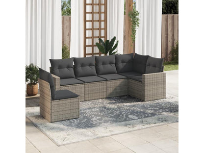 6-piece garden furniture set with grey resin wicker cushions CVEX55683