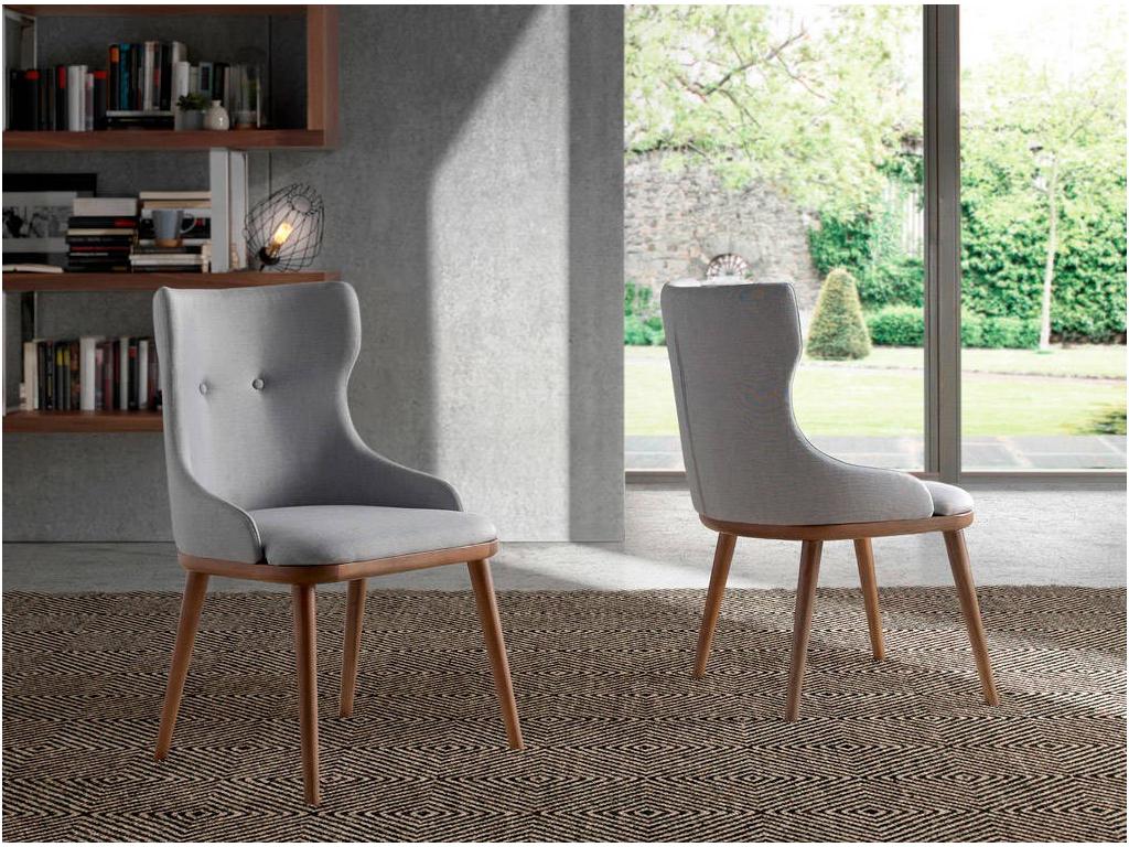 Upholstered chair with fabric armrests and solid ash and walnut legs Ventoriq - Color Ventoriq 02 GCLV79759