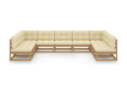 9-piece garden furniture set with cushions, honey brown, pine wood QDHJ57620