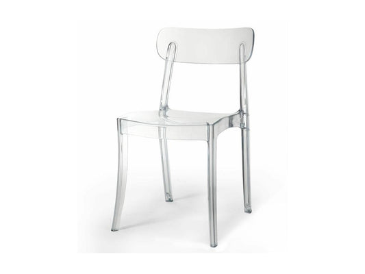 Set of 4 Ventoriq stackable chairs, transparent plastic QWTJ81663