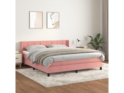 Upholstered bed base with mattress, Pink, 160x200 cm, Velvet, ICPL36339
